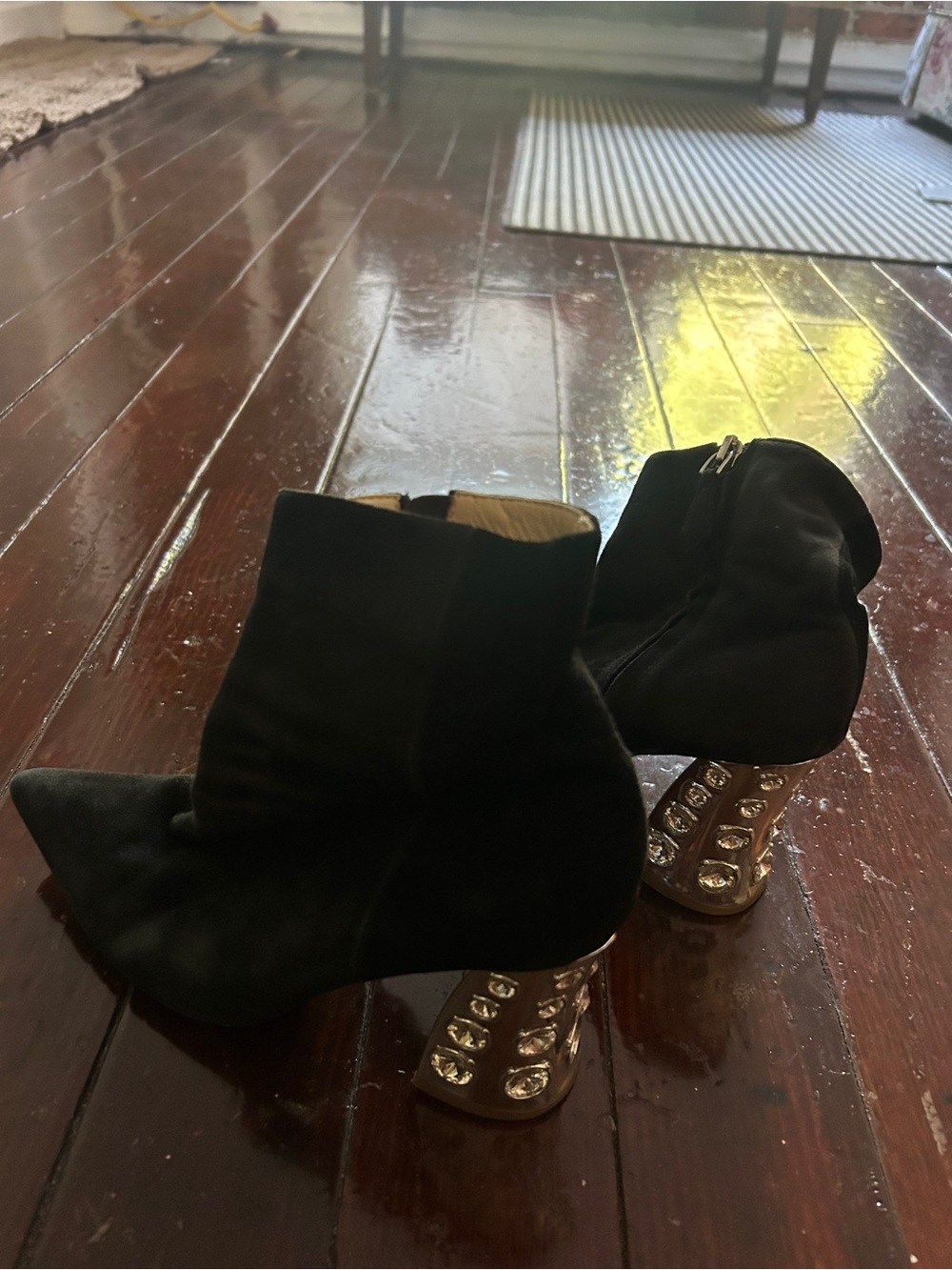 sheep leather Black Suede Ankle Boots